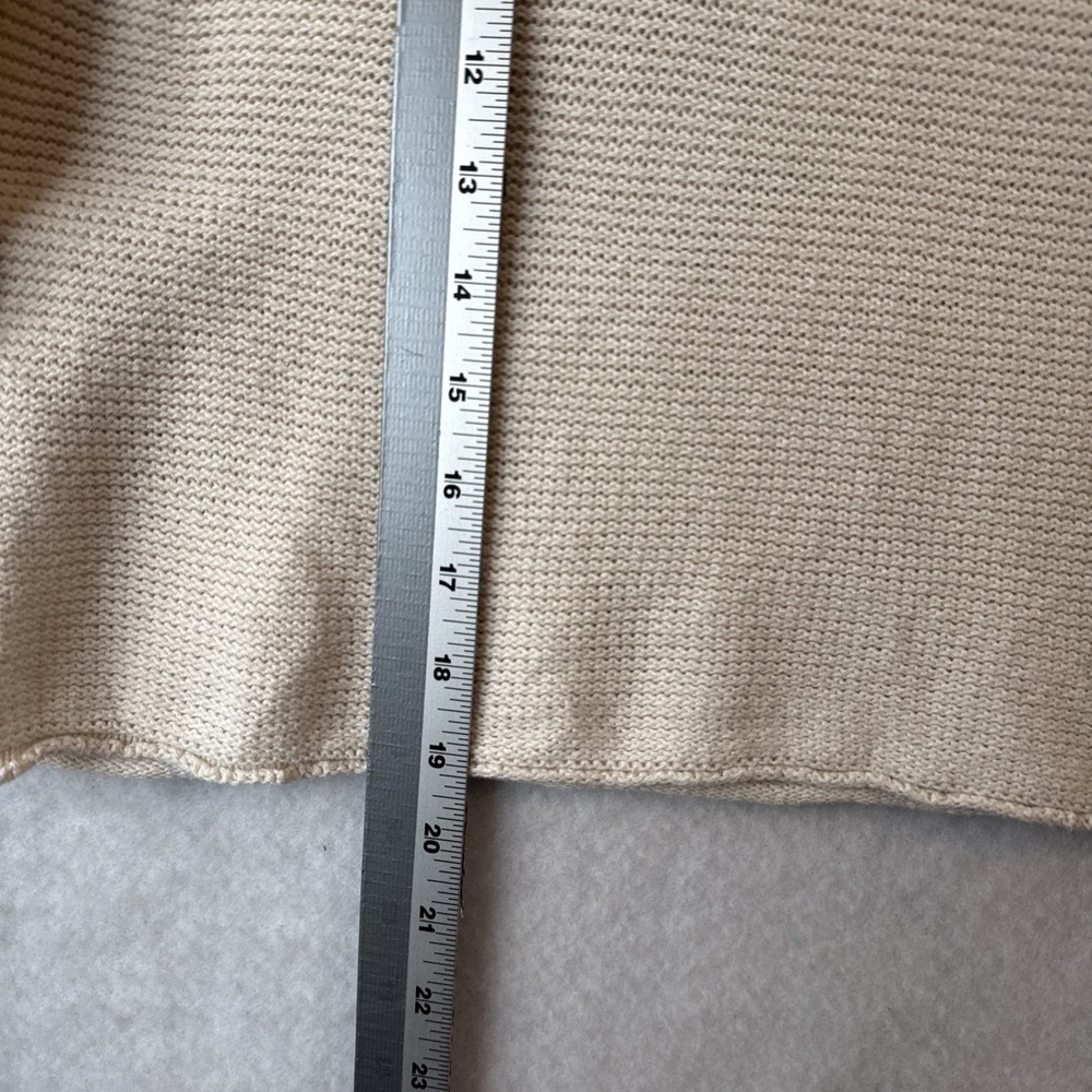 Abound Cream Cropped Knit Long Sleeve Sweater M Quiet Luxury Transitional Layer - Picture 8 of 10